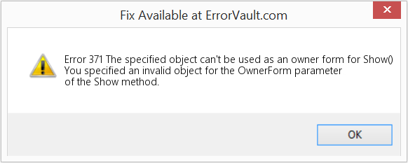 Fix The specified object can't be used as an owner form for Show() (Error Code 371)
