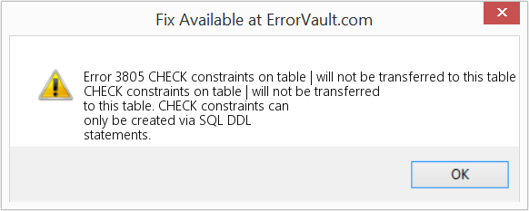 Fix CHECK constraints on table | will not be transferred to this table (Error Code 3805)