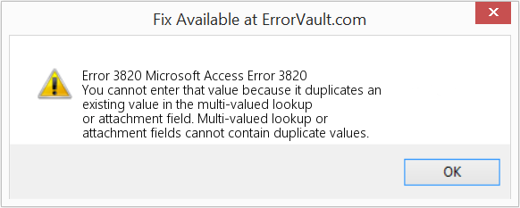 Fix Microsoft Access Error 3820 (Error Code 3820)