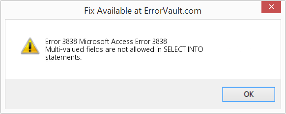 Download Error <?php echo $number; ?> (Microsoft Access Error 3838) Repair Tool Fix Microsoft Access Error 3838 (Error Code 3838)