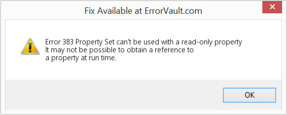 Download Error <?php echo $number; ?> (Property Set can't be used with a read-only property) Repair Tool Fix Property Set can't be used with a read-only property (Error Code 383)