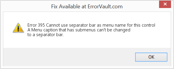 Fix Cannot use separator bar as menu name for this control (Error Code 395)