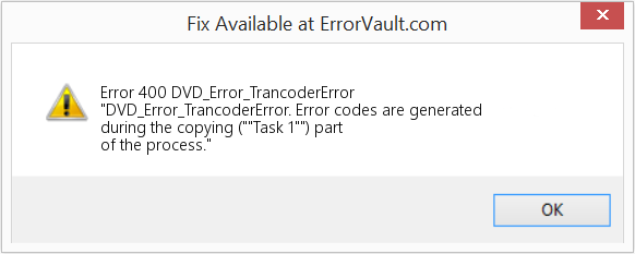 Fix DVD_Error_TrancoderError (Error Code 400)