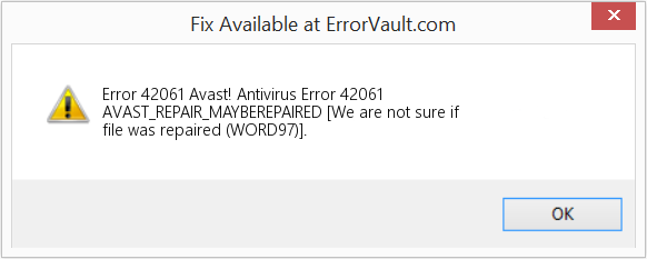 Fix Avast! Antivirus Error 42061 (Error Code 42061)