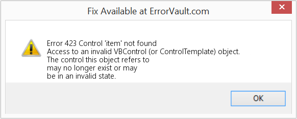 Fix Control 'item' not found (Error Code 423)