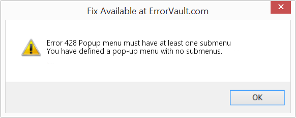 Fix Popup menu must have at least one submenu (Error Code 428)