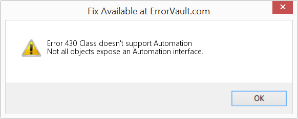 Fix Class doesn't support Automation (Error Code 430)