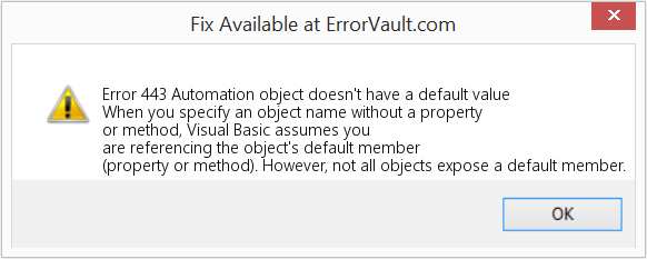 Fix Automation object doesn't have a default value (Error Code 443)