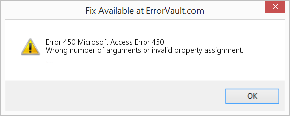 error 450 wrong number of arguments or invalid property assignment