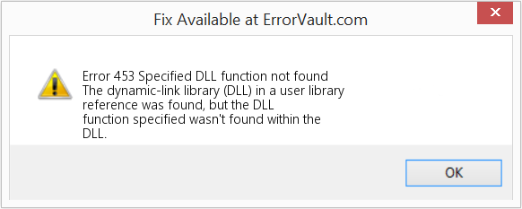 Fix Specified DLL function not found (Error Code 453)