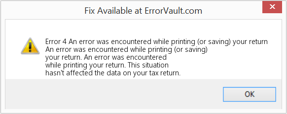 Fix An error was encountered while printing (or saving) your return (Error Code 4)