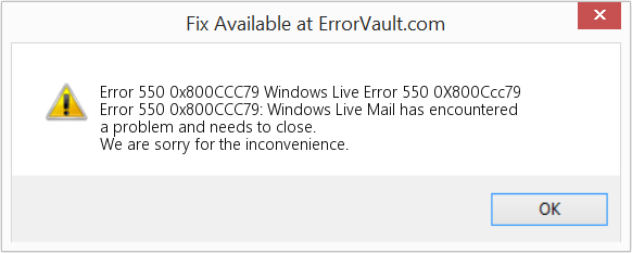 Fix Windows Live Error 550 0X800Ccc79 (Error Code 550 0x800CCC79)