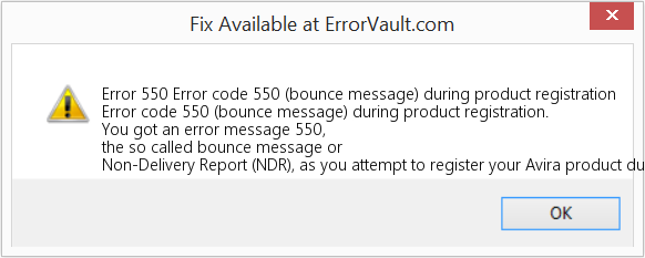 Fix Error code 550 (bounce message) during product registration (Error Code 550)