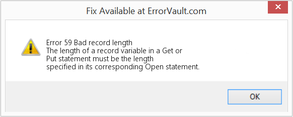 Fix Bad record length (Error Code 59)