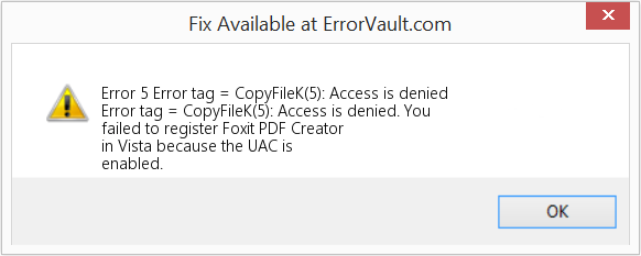 Fix Error tag = CopyFileK(5): Access is denied (Error Code 5)