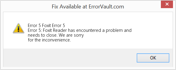 Download Error <?php echo $number; ?> (Foxit Error 5) Repair Tool Fix Foxit Error 5 (Error Code 5)