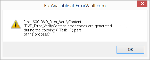 Fix DVD_Error_VerifyContent (Error Code 600)