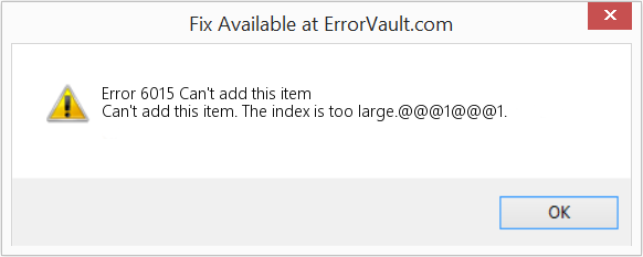 Fix Can't add this item (Error Code 6015)