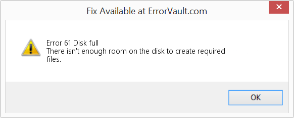 Fix Disk full (Error Code 61)
