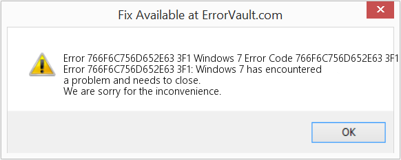 Fix Windows 7 Error Code 766F6C756D652E63 3F1 (Error Code 766F6C756D652E63 3F1)