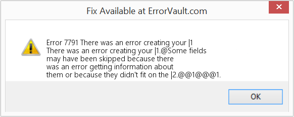Fix There was an error creating your |1 (Error Code 7791)
