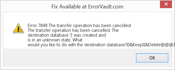Fix The transfer operation has been cancelled (Error Code 7848)