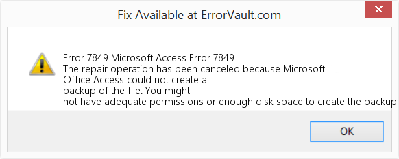 Fix Microsoft Access Error 7849 (Error Code 7849)