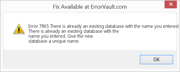 Fix There is already an existing database with the name you entered (Error Code 7865)