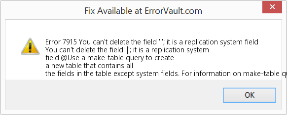 Fix You can't delete the field '|'; it is a replication system field (Error Code 7915)