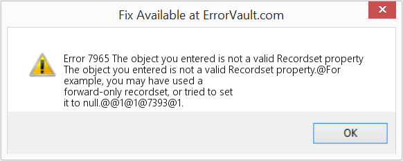 Fix The object you entered is not a valid Recordset property (Error Code 7965)