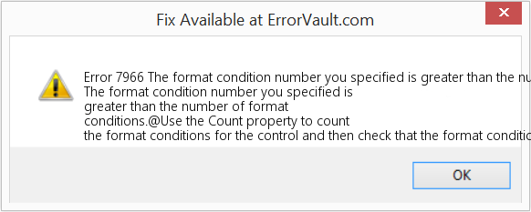 Fix The format condition number you specified is greater than the number of format conditions (Error Code 7966)