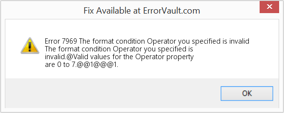 Fix The format condition Operator you specified is invalid (Error Code 7969)