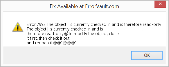 Fix The object | is currently checked in and is therefore read-only (Error Code 7993)