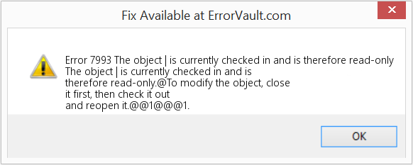 Download Error <?php echo $number; ?> (The object | is currently checked in and is therefore read-only) Repair Tool Fix The object | is currently checked in and is therefore read-only (Error Code 7993)