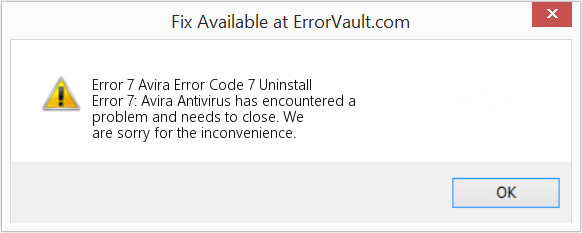 Fix Avira Error Code 7 Uninstall (Error Code 7)