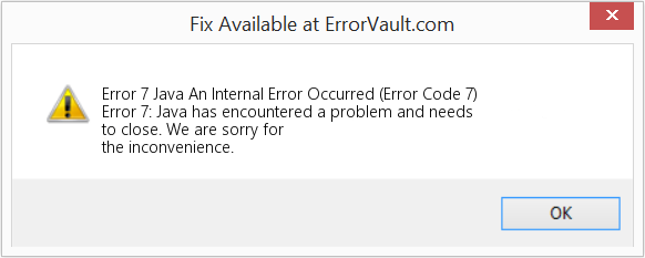 Fix Java An Internal Error Occurred (Error Code 7) (Error Code 7)