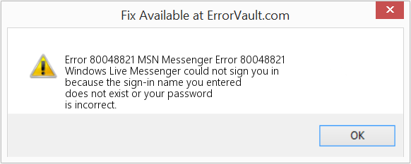 Fix MSN Messenger Error 80048821 (Error Code 80048821)