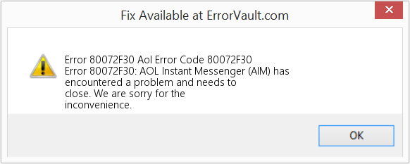 Fix Aol Error Code 80072F30 (Error Code 80072F30)