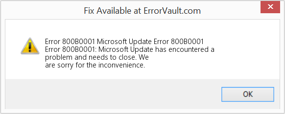 Fix Microsoft Update Error 800B0001 (Error Code 800B0001)