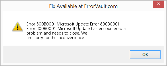 Download Error <?php echo $number; ?> (Microsoft Update Error 800B0001) Repair Tool Fix Microsoft Update Error 800B0001 (Error Code 800B0001)