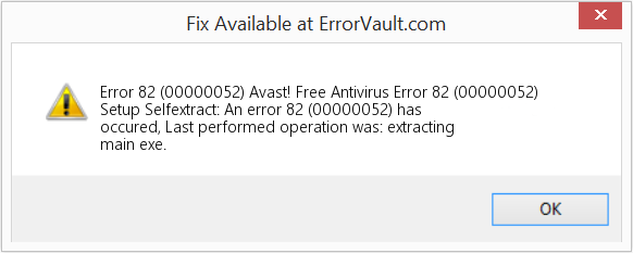 Fix Avast! Free Antivirus Error 82 (00000052) (Error Code 82 (00000052))