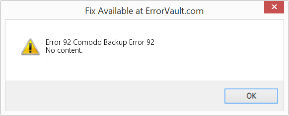 Fix Comodo Backup Error 92 (Error Code 92)