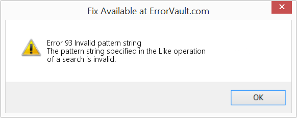 Fix Invalid pattern string (Error Code 93)