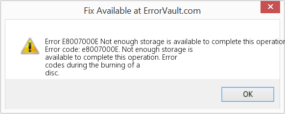 Fix Not enough storage is available to complete this operation (Error Code E8007000E)