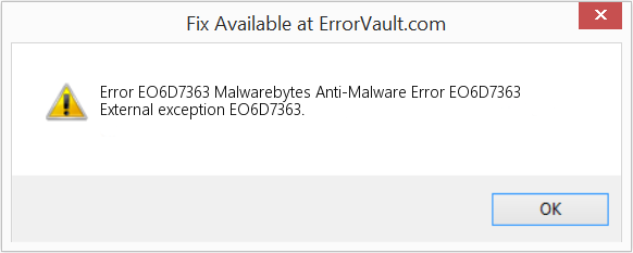 Fix Malwarebytes Anti-Malware Error EO6D7363 (Error Code EO6D7363)