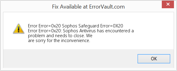 Fix Sophos Safeguard Error=0X20 (Error Code Code=0x20)