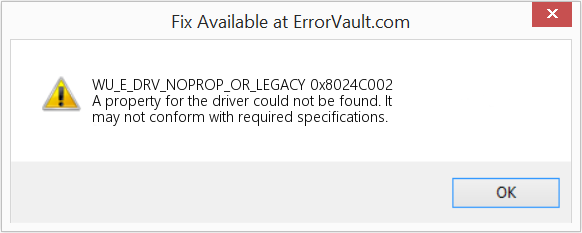 Fix 0x8024C002 (Error WU_E_DRV_NOPROP_OR_LEGACY)