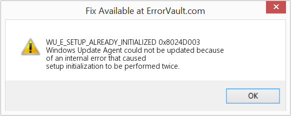 Fix 0x8024D003 (Error WU_E_SETUP_ALREADY_INITIALIZED)