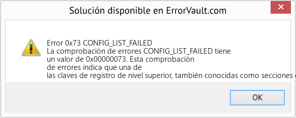 Fix CONFIG_LIST_FAILED (Error Error 0x73)