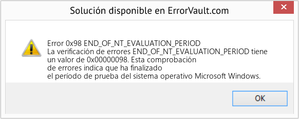 Fix END_OF_NT_EVALUATION_PERIOD (Error Error 0x98)